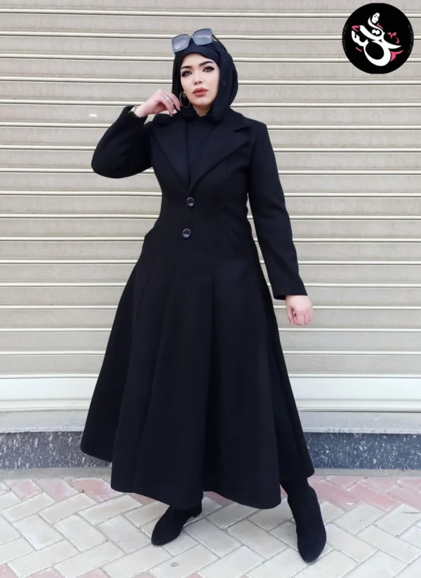 Long Black Women Coat - Heavy Wool - Image 4