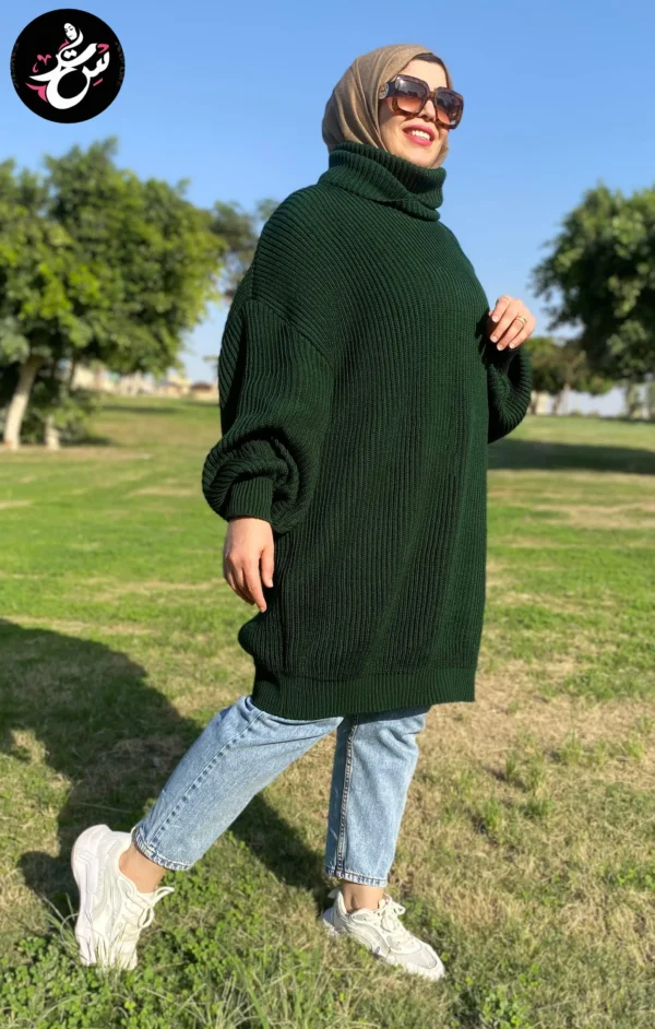 long knit pullover - Dark Green