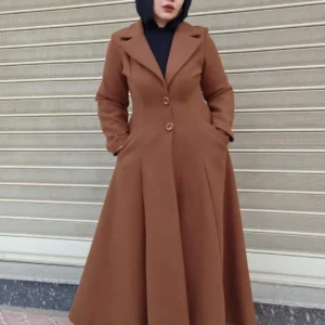 بالطو جوخ بني طويل Long Brown Women Coat