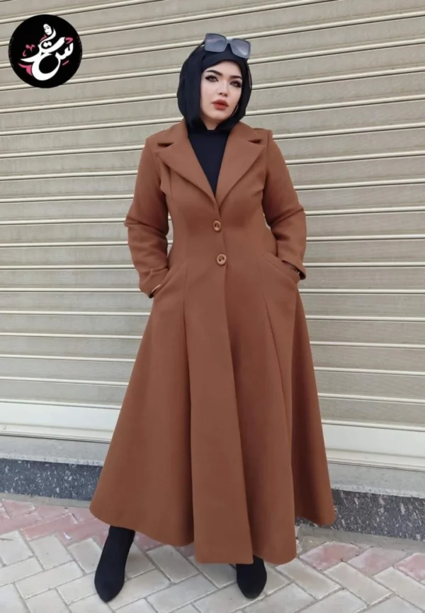 بالطو جوخ بني طويل Long Brown Women Coat