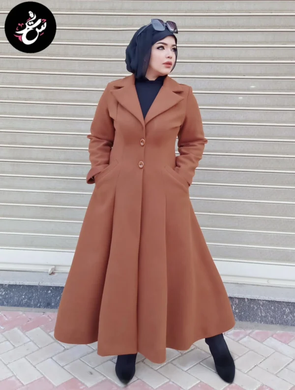 بالطو جوخ بني طويل Long Brown Women Coat