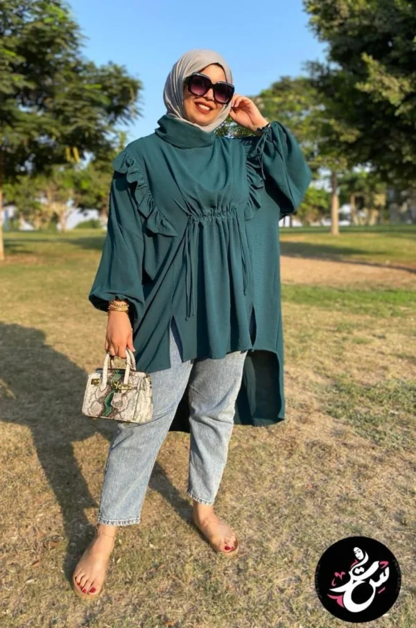 Over Size Blouse - Dark Green - Image 2