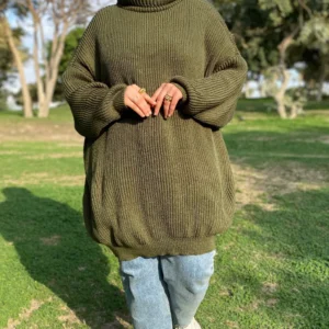 long knit pullover - Green