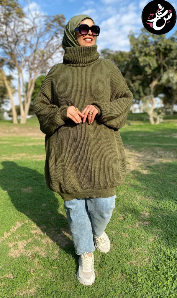 long knit pullover - Green