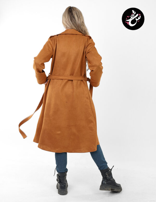 Brown Suede Trench Coat (بالطو ترينش سويدي شمواه مبطن) - Image 4