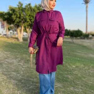 Long linen Chemise - Purple