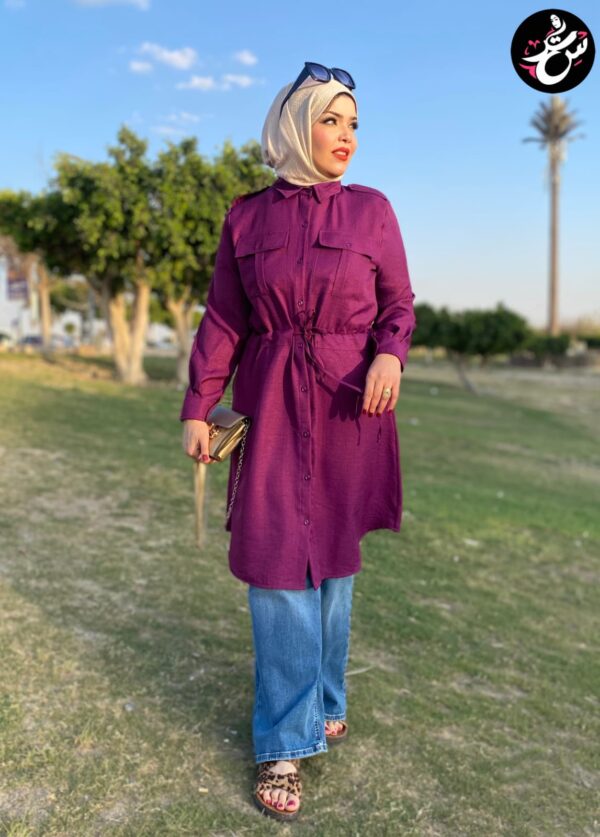 Long linen Chemise - Purple