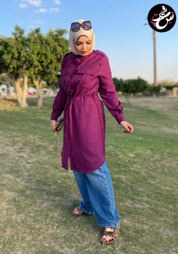 Long linen Chemise - Purple
