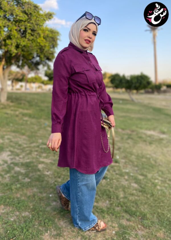 Long linen Chemise - Purple